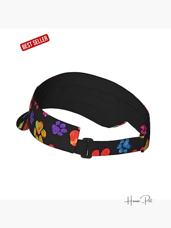 Watercolor Paw Print Visor Sun Hat Adjustable Wide Brim Polyester Cap main image 5